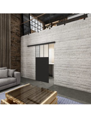 Glasschiebetür BLACK-LINE Loft Schwarzlack 29 Blickdicht