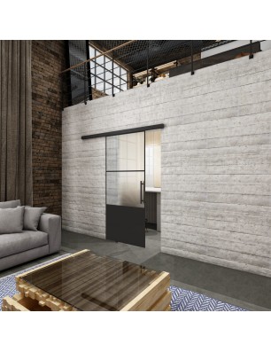 Glasschiebetür BLACK-LINE Loft Schwarzlack 33 Blickdicht