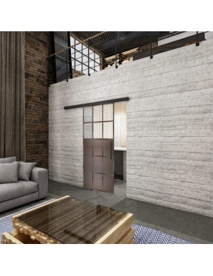 Glasschiebetür BLACK-LINE Loft Rosteisen Genietet 21 Blickdicht