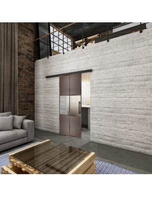 Glasschiebetür BLACK-LINE Loft Rosteisen Genietet 30 Blickdicht