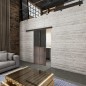 Glasschiebetür BLACK-LINE Loft Rosteisen Genietet 20 Auf Grauglas
