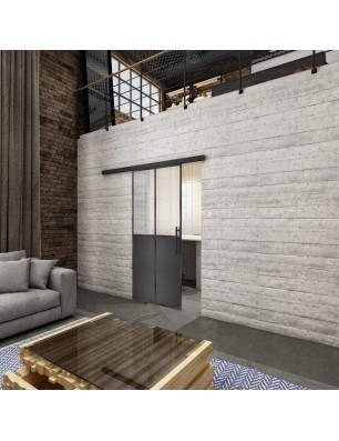Glasschiebetür BLACK-LINE Loft Schwarzeisen Genietet 20 Blickdicht