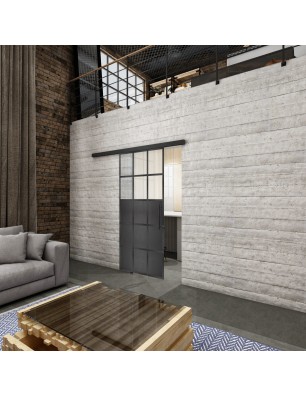 Glasschiebetür BLACK-LINE Loft Schwarzeisen Genietet 21 Blickdicht