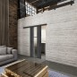 Glasschiebetür BLACK-LINE Loft Schwarzeisen Genietet 36 Blickdicht
