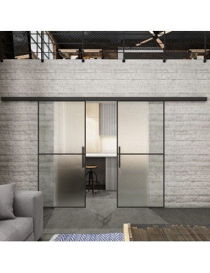 Glasschiebetür BLACK-LINE Loft Schwarzlack 04 Blickdicht