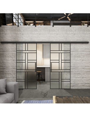 Glasschiebetür BLACK-LINE Loft Schwarzlack 13 Blickdicht