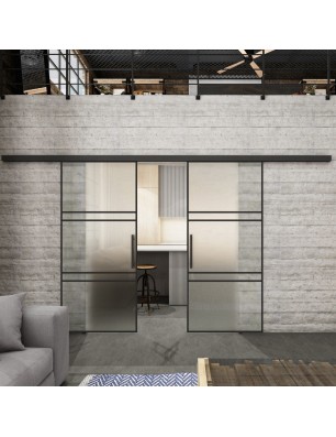Glasschiebetür BLACK-LINE Loft Schwarzlack 17 Blickdicht