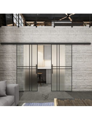 Glasschiebetür BLACK-LINE Loft Schwarzlack 21 Blickdicht