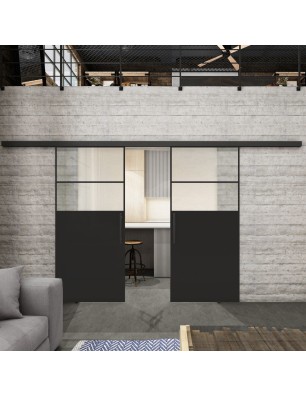 Glasschiebetür BLACK-LINE Loft Schwarzlack 22 Blickdicht