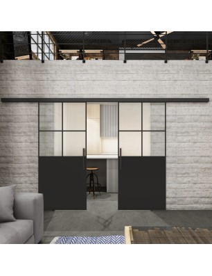 Glasschiebetür BLACK-LINE Loft Schwarzlack 24 Blickdicht