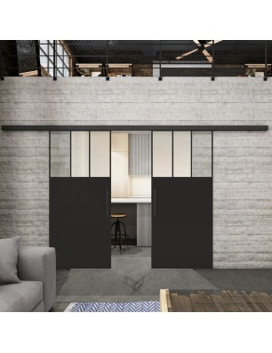 Glasschiebetür BLACK-LINE Loft Schwarzlack 29 Blickdicht