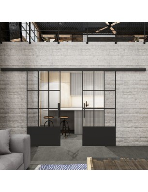 Glasschiebetür BLACK-LINE Loft Schwarzlack 38 Auf Klarglas
