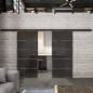 Glasschiebetür BLACK-LINE Loft Rosteisen Genietet 01 Auf Grauglas Glasschiebetür BLACK-LINE Loft Rosteisen Genietet 01 Auf Grauglas