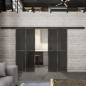 Glasschiebetür BLACK-LINE Loft Rosteisen Genietet 08 Auf Grauglas Glasschiebetür BLACK-LINE Loft Rosteisen Genietet 08 Auf Grauglas