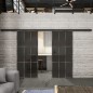 Glasschiebetür BLACK-LINE Loft Rosteisen Genietet 11 Auf Grauglas Glasschiebetür BLACK-LINE Loft Rosteisen Genietet 11 Auf Grauglas