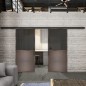 Glasschiebetür BLACK-LINE Loft Rosteisen Genietet 16 Auf Grauglas