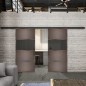 Glasschiebetür BLACK-LINE Loft Rosteisen Genietet 26 Auf Grauglas Glasschiebetür BLACK-LINE Loft Rosteisen Genietet 26 Auf Grauglas