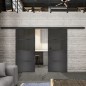 Glasschiebetür BLACK-LINE Loft Schwarzeisen Genietet 14 Auf Grauglas