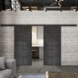 Glasschiebetür BLACK-LINE Loft Schwarzeisen Genietet 17 Auf Grauglas