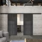 Glasschiebetür BLACK-LINE Loft Schwarzeisen Genietet 19 Auf Grauglas