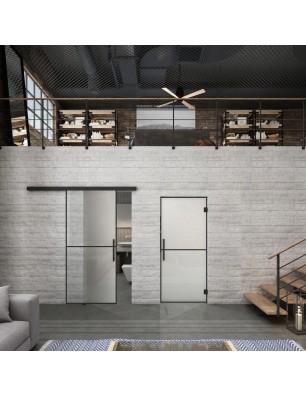 Glasschiebetür BLACK-LINE Loft Schwarzlack 04 Blickdicht
