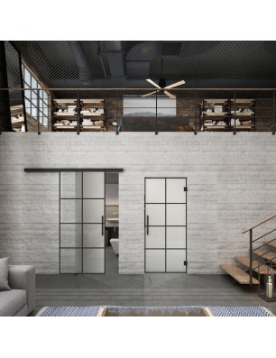Glasschiebetür BLACK-LINE Loft Schwarzlack 06 Blickdicht