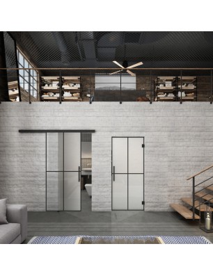 Glasschiebetür BLACK-LINE Loft Schwarzlack 08 Blickdicht