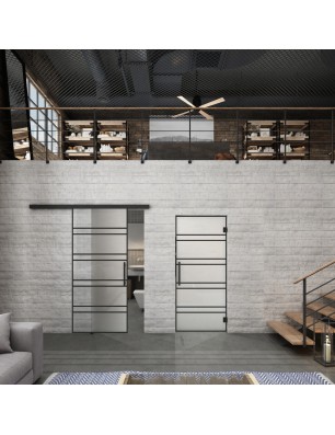 Glasschiebetür BLACK-LINE Loft Schwarzlack 16 Blickdicht