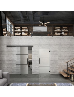 Glasschiebetür BLACK-LINE Loft Schwarzlack 17 Blickdicht