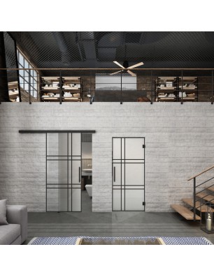 Glasschiebetür BLACK-LINE Loft Schwarzlack 20 Blickdicht