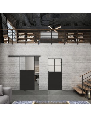 Glasschiebetür BLACK-LINE Loft Schwarzlack 23 Blickdicht