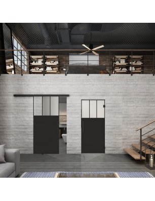 Glasschiebetür BLACK-LINE Loft Schwarzlack 29 Blickdicht