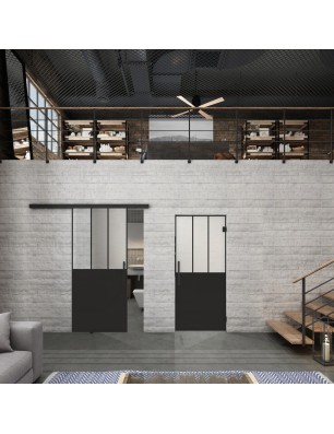Glasschiebetür BLACK-LINE Loft Schwarzlack 30 Blickdicht