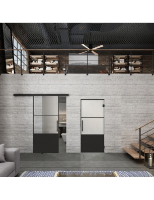 Glasschiebetür BLACK-LINE Loft Schwarzlack 33 Blickdicht
