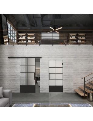 Glasschiebetür BLACK-LINE Loft Schwarzlack 34 Blickdicht