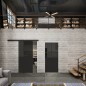 Glasschiebetür BLACK-LINE Loft Schwarzlack 26 Auf Grauglas