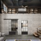 Glasschiebetür BLACK-LINE Loft Schwarzlack 37 Auf Klarglas
