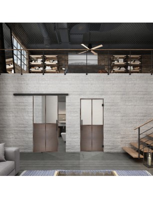 Glasschiebetür BLACK-LINE Loft Rosteisen Genietet 20 Blickdicht