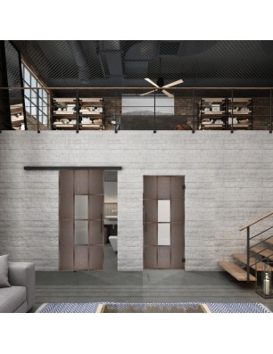 Glasschiebetür BLACK-LINE Loft Rosteisen Genietet 35 Blickdicht