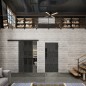 Glasschiebetür BLACK-LINE Loft Schwarzeisen Genietet 12 Auf Grauglas Glasschiebetür BLACK-LINE Loft Schwarzeisen Genietet 12 Auf Grauglas