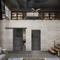 Glasschiebetür BLACK-LINE Loft Schwarzeisen Genietet 13 Auf Grauglas Glasschiebetür BLACK-LINE Loft Schwarzeisen Genietet 13 Auf Grauglas