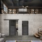 Glasschiebetür BLACK-LINE Loft Schwarzeisen Genietet 17 Auf Grauglas
