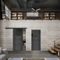 Glasschiebetür BLACK-LINE Loft Schwarzeisen Genietet 19 Auf Grauglas