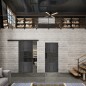 Glasschiebetür BLACK-LINE Loft Schwarzeisen Genietet 33 Auf Grauglas Glasschiebetür BLACK-LINE Loft Schwarzeisen Genietet 33 Auf Grauglas