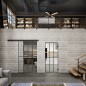 Glasschiebetür BLACK-LINE Loft Schwarzeisen Genietet 12 Auf Klarglas Glasschiebetür BLACK-LINE Loft Schwarzeisen Genietet 12 Auf Klarglas
