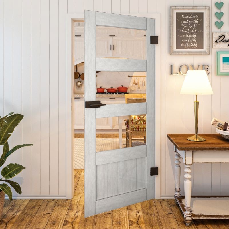 Ganzglastür - Country Weiss Rustikal Modell 32