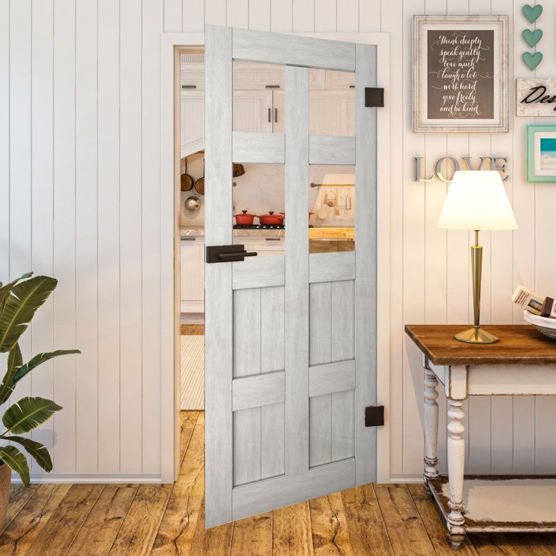 Ganzglastür - Country Weiss Rustikal Modell 62