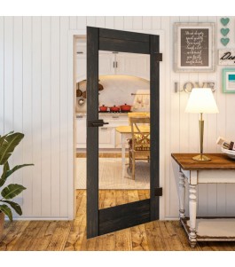 Ganzglastür - Country Schwarz gebeizt Model 11