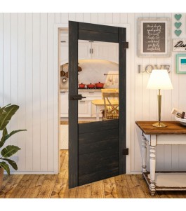 Ganzglastür - Country Schwarz gebeizt Model 12