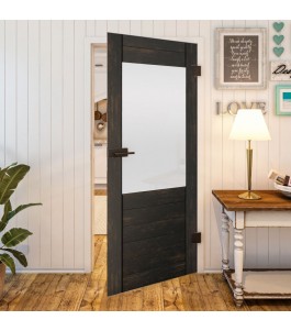 Ganzglastür - Country Schwarz gebeizt Model 14